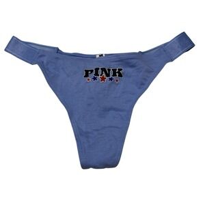 New! Victoria's Secret Pink Blue Thing/String Sz M Cotton Blend‎